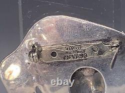 Vintage NAVAJO Allison Snowhawk Lee Sterling Silver Buffalo Skull Brooch Pin
