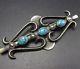 Vintage Navajo Cast & Hand Stamped Sterling Silver & Turquoise Pin/brooch Morgan