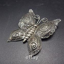 Vintage NAVAJO Hand Stamped Sterling Silver BUTTERFLY PIN/BROOCH