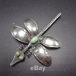 Vintage NAVAJO Hand-Stamped Sterling Silver & TURQUOISE DRAGONFLY Pin BROOCH