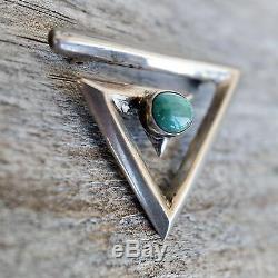 Vintage NAVAJO Pin Green Turquoise Southwest Silver Native American Signed 925