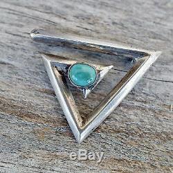 Vintage NAVAJO Pin Green Turquoise Southwest Silver Native American Signed 925