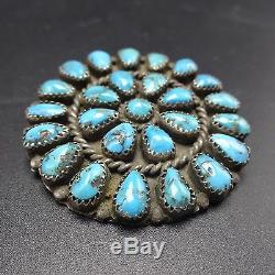 Vintage NAVAJO Sterling Silver & Blue MORENCI Turquoise Cluster PIN/PENDANT