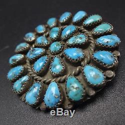 Vintage NAVAJO Sterling Silver & Blue MORENCI Turquoise Cluster PIN/PENDANT