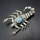 Vintage Navajo Sterling Silver Light Blue Turquoise Scorpion Pin/brooch