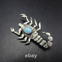 Vintage NAVAJO Sterling Silver LIGHT BLUE TURQUOISE SCORPION PIN/BROOCH