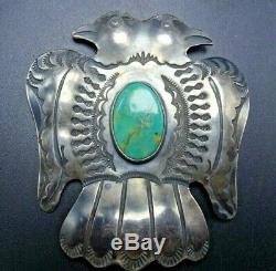 Vintage NAVAJO Sterling Silver TURQUOISE 2-Headed Thunderbird Eagle PIN/BROOCH