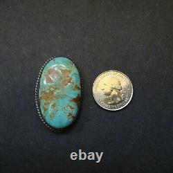 Vintage NAVAJO Sterling Silver TURQUOISE PIN/BROOCH Beautiful Oval Cabochon