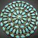 Vintage Navajo Sterling Silver Turquoise Petit Point Cluster Manta Pin/pendant