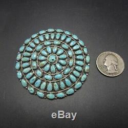 Vintage NAVAJO Sterling Silver TURQUOISE Petit Point Cluster MANTA PIN/PENDANT
