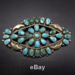 Vintage NAVAJO Sterling Silver & Turquoise Cluster PIN/BROOCH