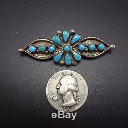 Vintage NAVAJO Sterling Silver & Turquoise Petit Point Cluster PIN/BROOCH