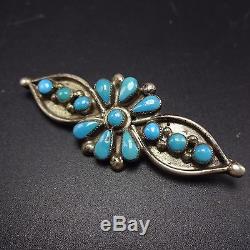 Vintage NAVAJO Sterling Silver & Turquoise Petit Point Cluster PIN/BROOCH