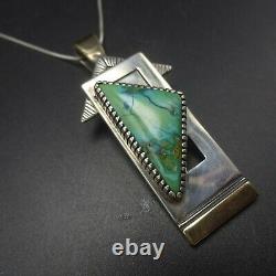 Vintage NAVAJO Sterling Silver with 14K GOLD and TURQUOISE PENDANT with Chain
