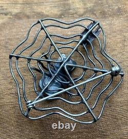 Vintage NAVAJO TURQUOISE Spider Sterling Silver SPIDERWEB Pin Brooch