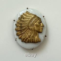 Vintage Native American Chief With Headdress Pin Brooch Missing Pin As-Is