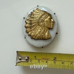Vintage Native American Chief With Headdress Pin Brooch Missing Pin As-Is
