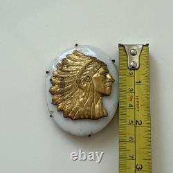 Vintage Native American Chief With Headdress Pin Brooch Missing Pin As-Is