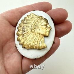 Vintage Native American Chief With Headdress Pin Brooch Missing Pin As-Is