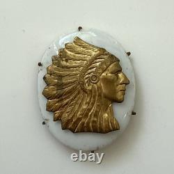 Vintage Native American Chief With Headdress Pin Brooch Missing Pin As-Is