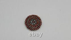 Vintage Native American Coral Sterling Silver Petit Point Pin/Pendant, Signed
