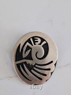 Vintage Native American Hopi Silver Overlay Pendant Pin 14.3 grams