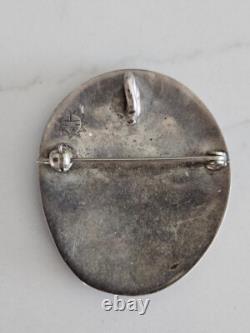 Vintage Native American Hopi Silver Overlay Pendant Pin 14.3 grams