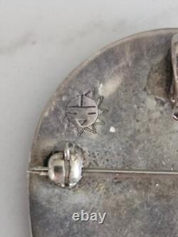 Vintage Native American Hopi Silver Overlay Pendant Pin 14.3 grams