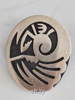 Vintage Native American Hopi Silver Overlay Pendant Pin 14.3 grams