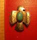 Vintage Native American Indian Sterling Silver Turquoise Bird Pin Brooch Navajo