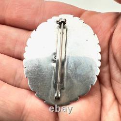 Vintage Native American Inlay Gemstone Pin Brooch Sterling Silver Opal Tiger Eye
