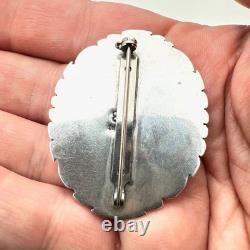 Vintage Native American Inlay Gemstone Pin Brooch Sterling Silver Opal Tiger Eye
