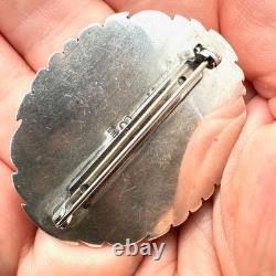 Vintage Native American Inlay Gemstone Pin Brooch Sterling Silver Opal Tiger Eye