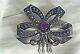 Vintage Native American Mexico Sterling Silver Amethyst Ribbon Brooch Signed