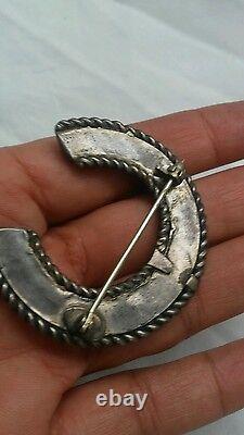 Vintage Native American Navajo Fred Harvey Era sterling stamp pin brooch