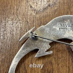Vintage Native American Navajo Pin Sterling Silver Hat Pin OLD PAWN Signed