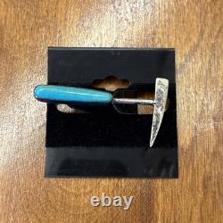 Vintage Native American Navajo Pin Sterling Silver Turquoise Hat Pin OLD PAWN