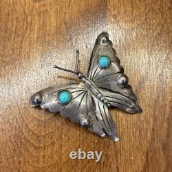 Vintage Native American Navajo Pin Sterling Silver Turquoise Hat Pin OLD PAWN