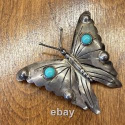 Vintage Native American Navajo Pin Sterling Silver Turquoise Hat Pin OLD PAWN