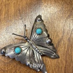 Vintage Native American Navajo Pin Sterling Silver Turquoise Hat Pin OLD PAWN