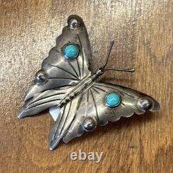 Vintage Native American Navajo Pin Sterling Silver Turquoise Hat Pin OLD PAWN