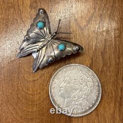 Vintage Native American Navajo Pin Sterling Silver Turquoise Hat Pin OLD PAWN