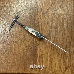 Vintage Native American Navajo Pin Sterling Silver Turquoise Hat Pin OLD PAWN