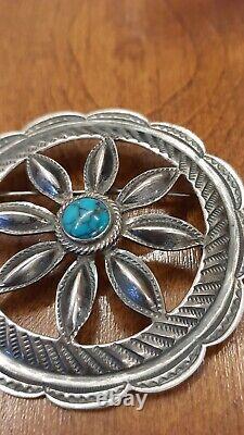 Vintage Native American Navajo Pin Sterling Silver Turquoise Hat Pin Old Pawn