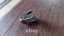 Vintage Native American Navajo Silver Turquoise Beetle with Original Pin