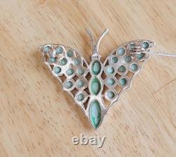 Vintage Native American Navajo Sleeping Beauty Turquoise Butterfly Pin Sterling