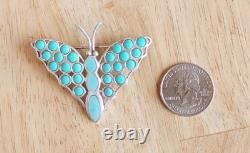 Vintage Native American Navajo Sleeping Beauty Turquoise Butterfly Pin Sterling