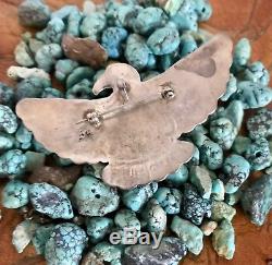 Vintage Native American Navajo Sterling Eagle Turquoise Pin Pendant Cleveland AC