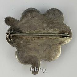 Vintage Native American Navajo Sterling Silver 925 Green Turquoise Brooch Pin