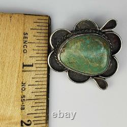 Vintage Native American Navajo Sterling Silver 925 Green Turquoise Brooch Pin